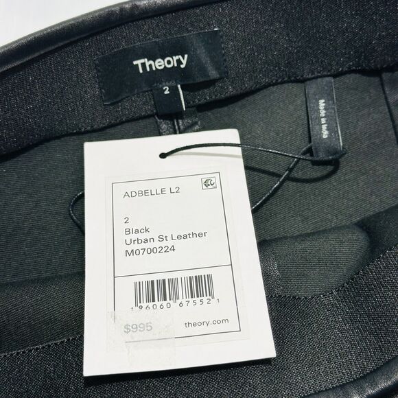 Theory Adbelle L2 Leggings Size 2 Black Leather Mid-Rise Skinny Leg NWT $995 - Picture 14 of 15